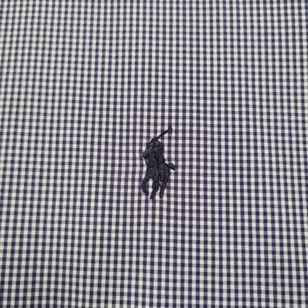 Ralph Lauren Mens XXL Blake Button‎ Down Shirt Navy Blue White Gingham Check